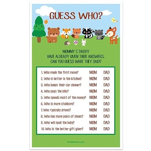 Amazon Com Woodland Creatures Baby Shower Game Guess Who Mommy Or