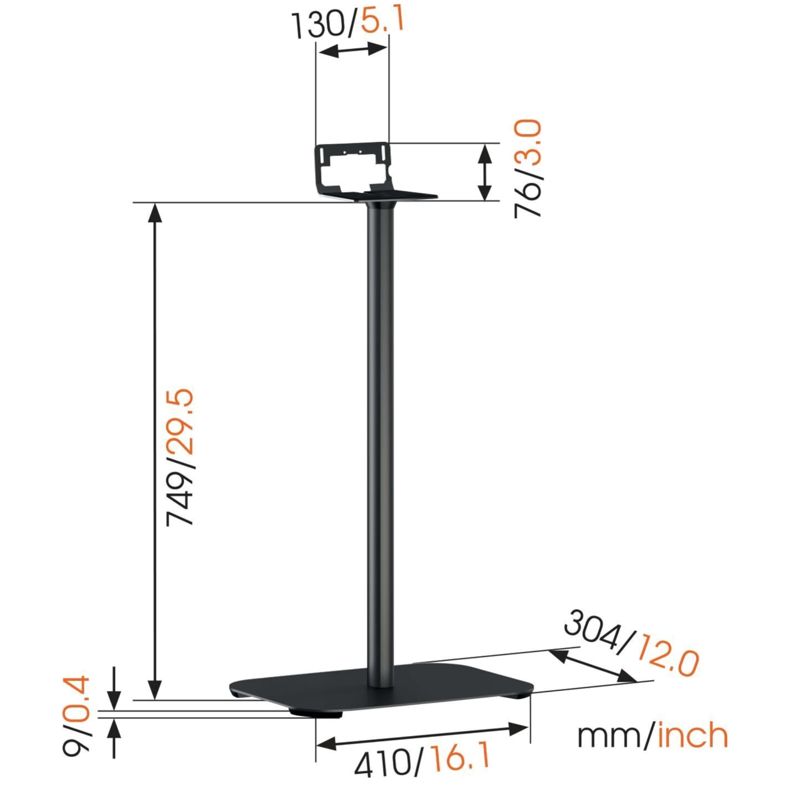 Vogel's Sound 3305 Lautsprecher Ständer, Max. 6,5kg, Höhe: 75 cm, Auch geeignet für Sonos Five & Play:5, Universelle Kompatibilität, Schwarz, 1 Halterung 5