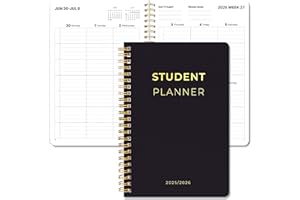 WENHUI Student Planner 2025-2026 – Academic Weekly & Monthly School Organizer, Black Cover, 5.8" x 8.5", Dated from July 2025 to June 2026