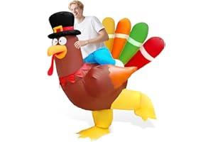 Camlinbo Thanksgiving Inflatable Turkey Costume for Adult, Blow Up Costumes for Adults Ride on Turkey Animals Costumes Funny Thanksgiving Party Parade Costume for Men Women Cosplay
