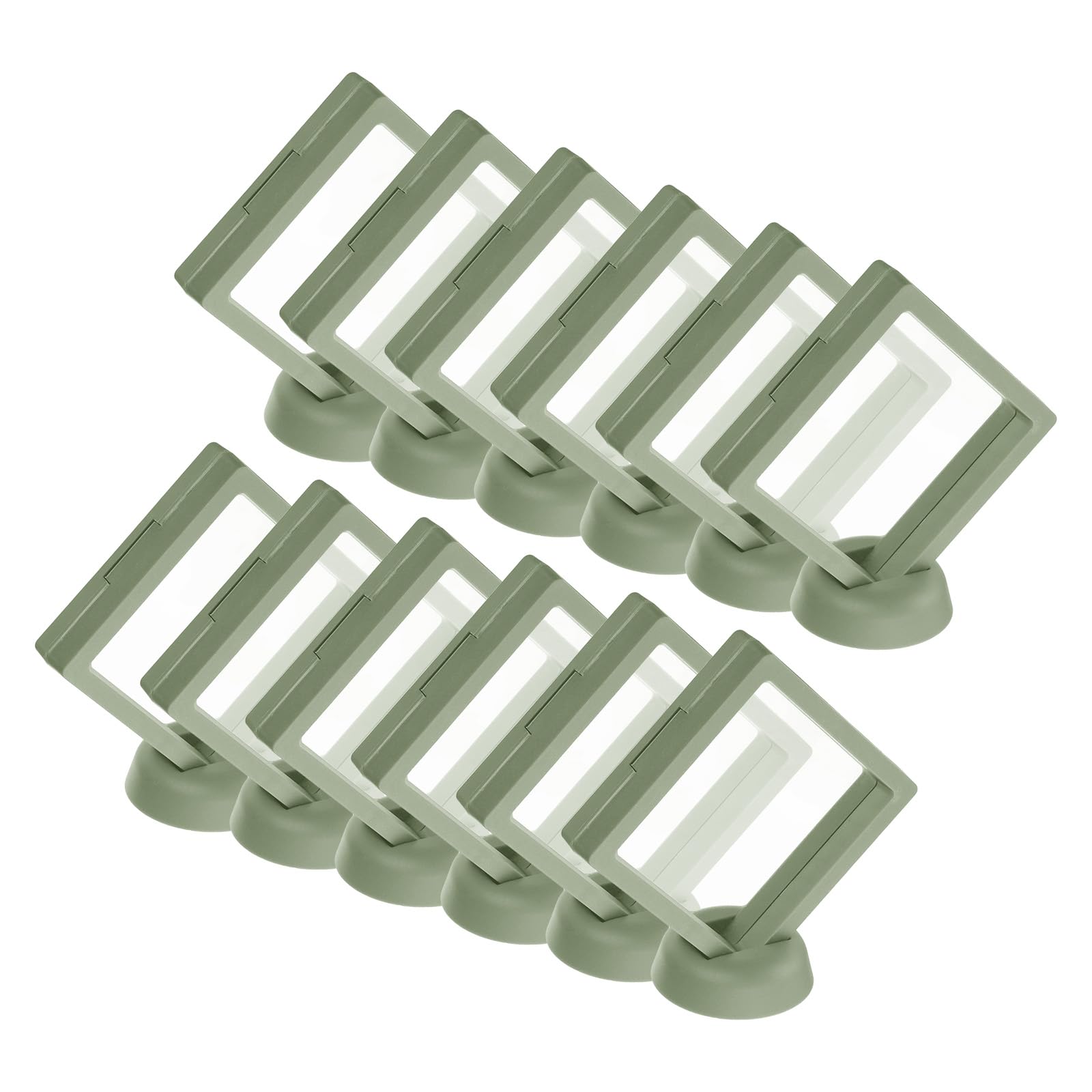 Photo 1 of uxcell 12 Pcs 3D Floating Display Case, 3.54 x 3.54 Inch Floating Frame Display Holder Stand, Transparent PE Jewelry Storage Box, Light Green