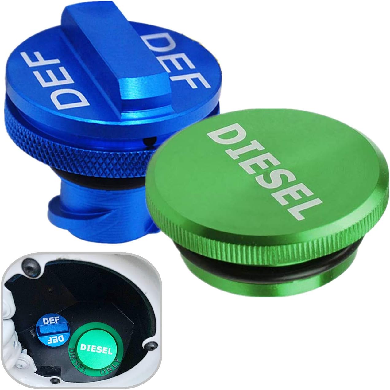 JOJOY LUX Diesel Fuel Cap Compatible with Dodge Ram, Aluminum Factory Combo Pack - Magnetic Diesel Fuel Cap & DEF Cap for RAM 1500 2500 3500 Trucks (2013-2019): Automotive