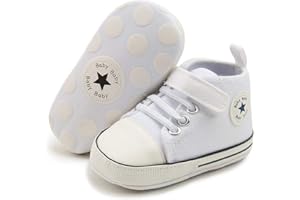 KIDSUN Unisex Baby Boy Girl Canvas Sneaker Soft Sole Infant Lace up Newborn Ankle Toddler First Walkers Crib Shoes