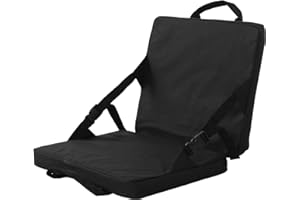 Portable Stadium Seat with Backrest, Black, Padded Folding Chair, Adjustable Bleacher Cushion, Lightweight Design with Handle