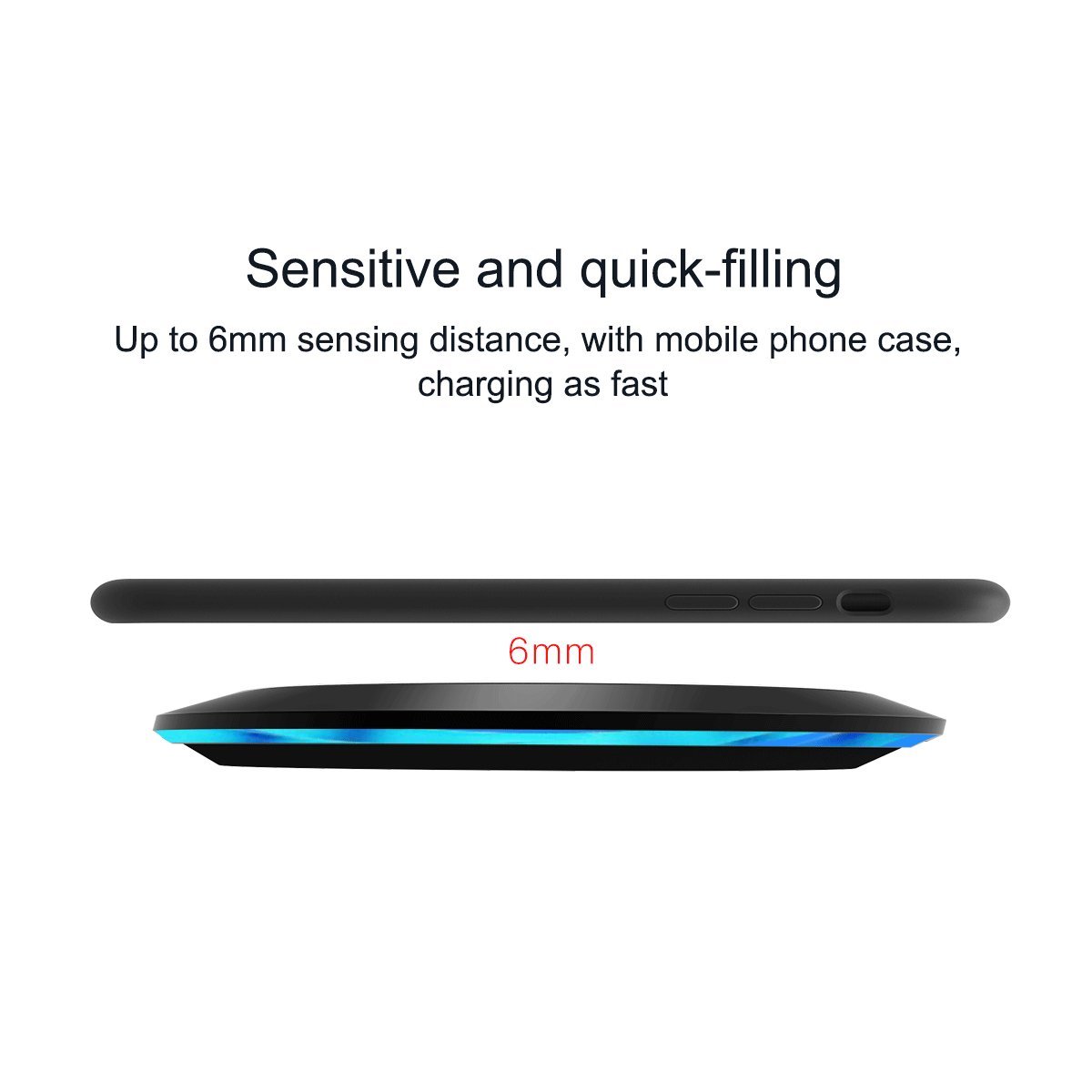 Samsung Fast wireless charger, OSCOO Qi wireless charger for iPhone X, iPhone 8/8 Plus, Samsung Note 8/S8/S8 Plus, Nokia 8, Note 5, S6 Edge+/S6/S6 Edge/S7 Edge,and All Qi-Enabled Devices.(fast black)