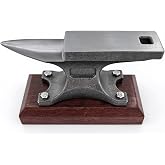 1.7Lbs Mini Horn Anvil,Forged Iron Anvil with Wenge Wood Base,Small Anvil | Anvils For Blacksmithing, Small Single Horn Shock-Absorbing Base, Anvil for Jewelry Making and Metalworking