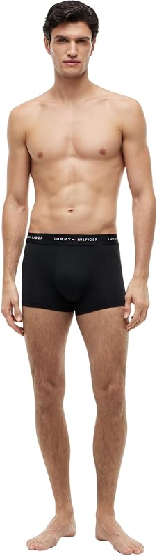 Herren 3er Pack Boxershorts Trunks mit Logobund, Schwarz (Black/Black/Black), S