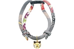 PetSoKoo Cat Collar with Kitty Face Bell. Cute Japan Chirimen Kitten Collar. Soft & Lightweight.