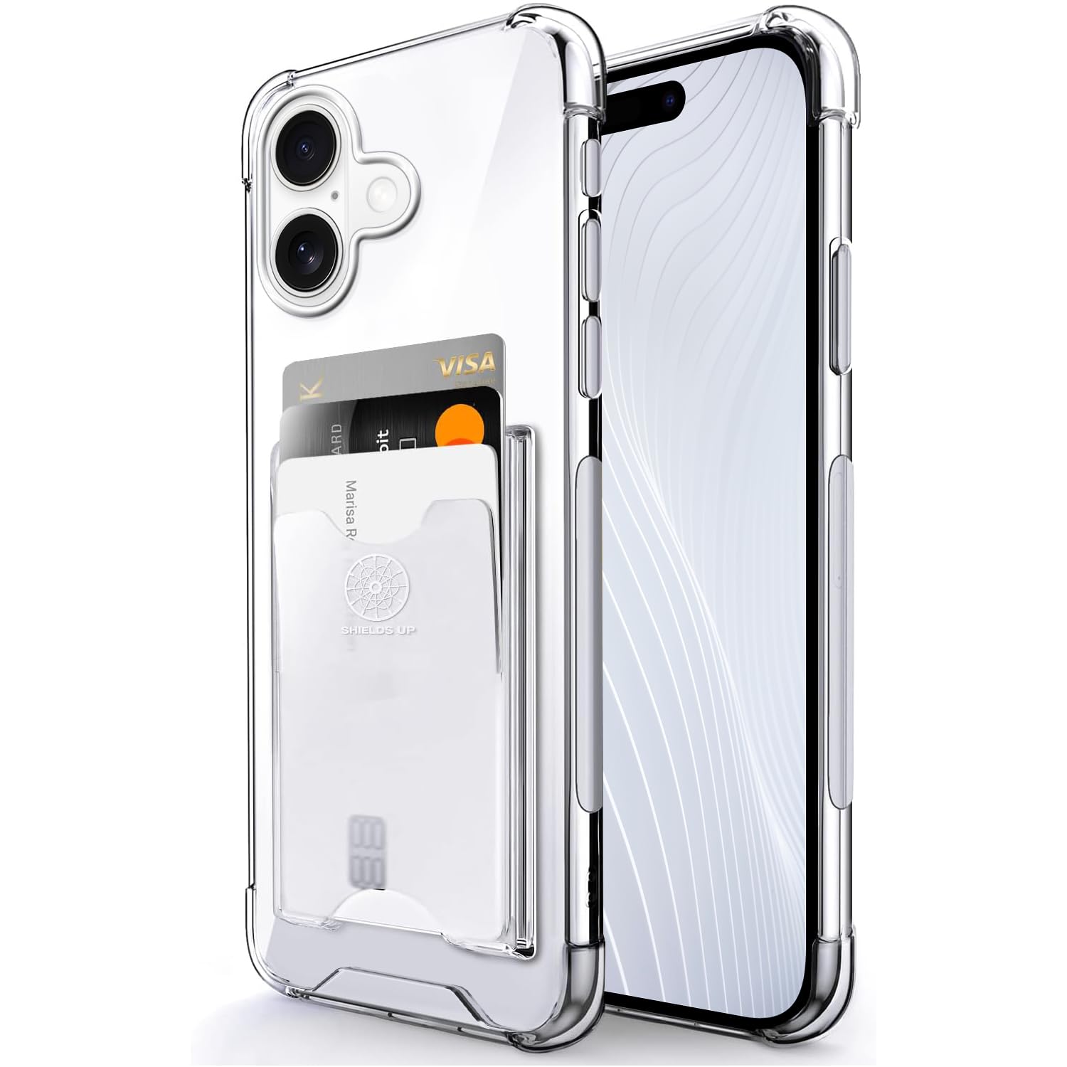 Shields Up Designed for iPhone 17 Case, Minimalist Wallet Case with Card Holder, [Drop Protection] Slim Protective Cover for Apple iPhone 17 6.3 inch - Clear