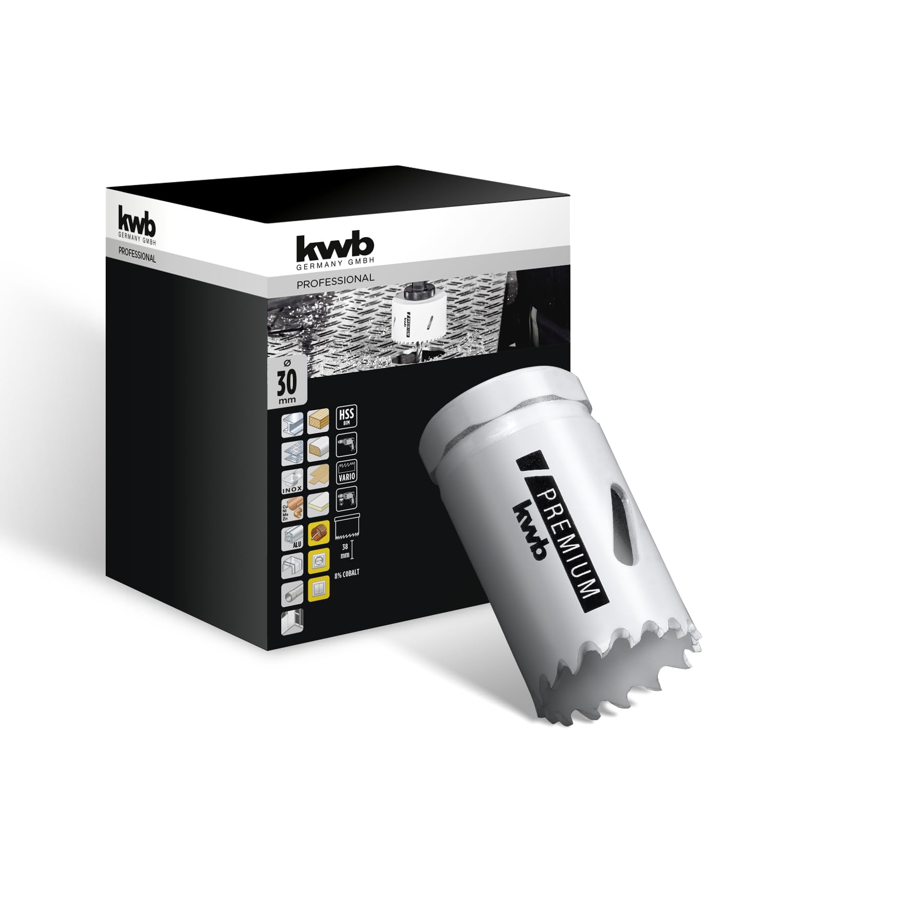 kwb Hss Bi-Metal Hole Saw Ø 30 Mm, 8% Cobalt Alloy with Progressive Vario-Toothing and High Precision for Versatile Use — image 1