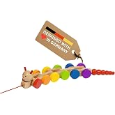 Goki Wooden Pull Toy Caterpillar NILA Montessori Toys for 1 Year Old I Baby Walking &amp; Toddler Along String - Eco Friendly Wood Motor Skills Development I 1st Birthday Gifts - German Quality &amp; Design