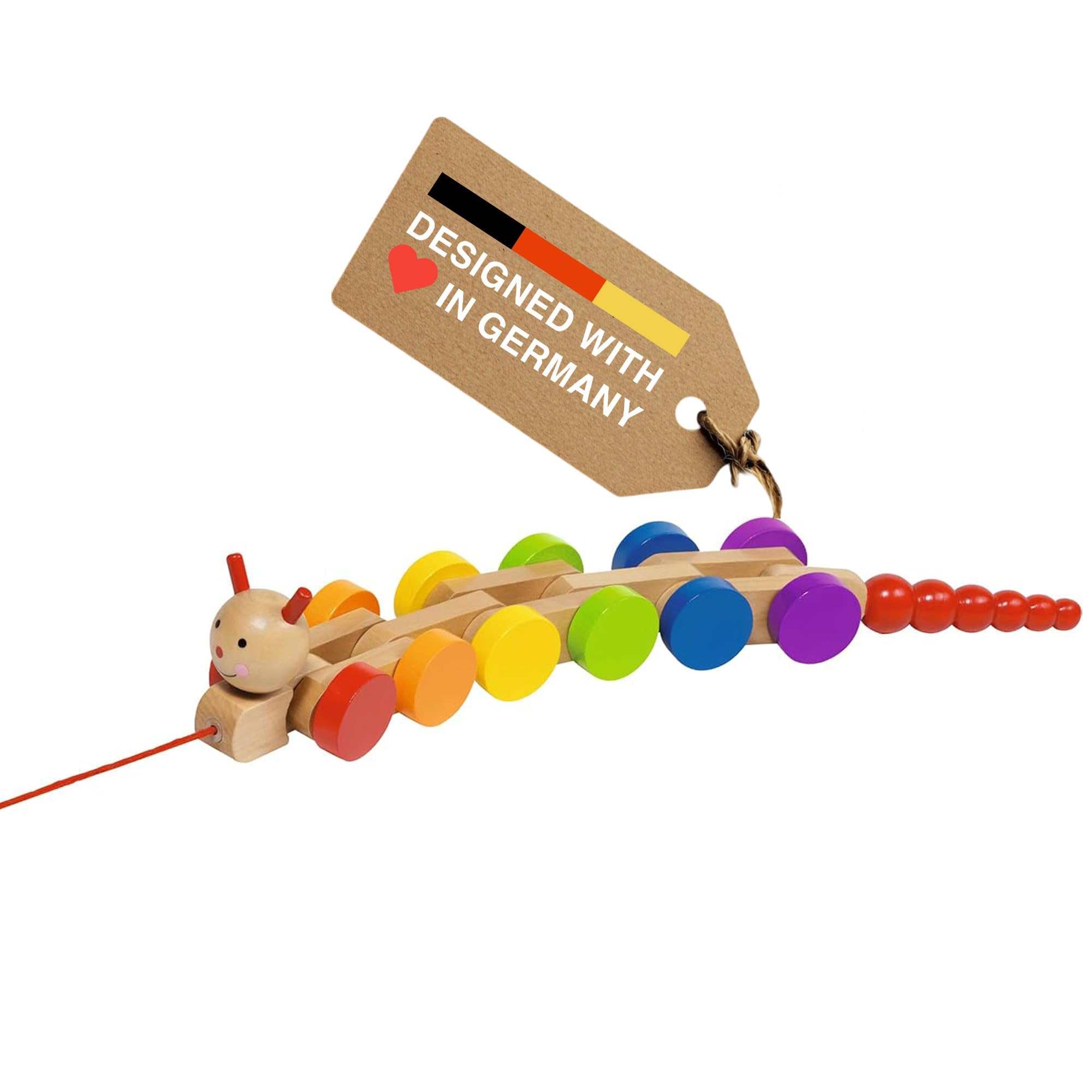 Goki 54960 Caterpillar Nila, Pull-Along Animal, Multicolor