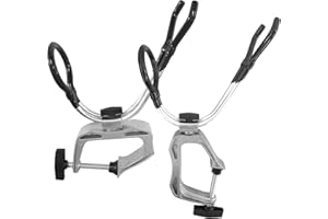 LBW Boat Fishing Rod Holder Clamp on Rod Holder 360 Degree Adjustable Dual-use Fishing Pole Holder for Boat Dock Pontoon Canoe 2 PCS
