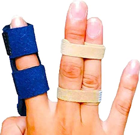 Amazon 指の骨折保護スリーブは通気性です 指 サポーター ばね指 突き指 腱鞘炎 スポーツ 保護 リハビリ 1本の指装具 2本の壊れた指ラップ Mcvcoyh 指用