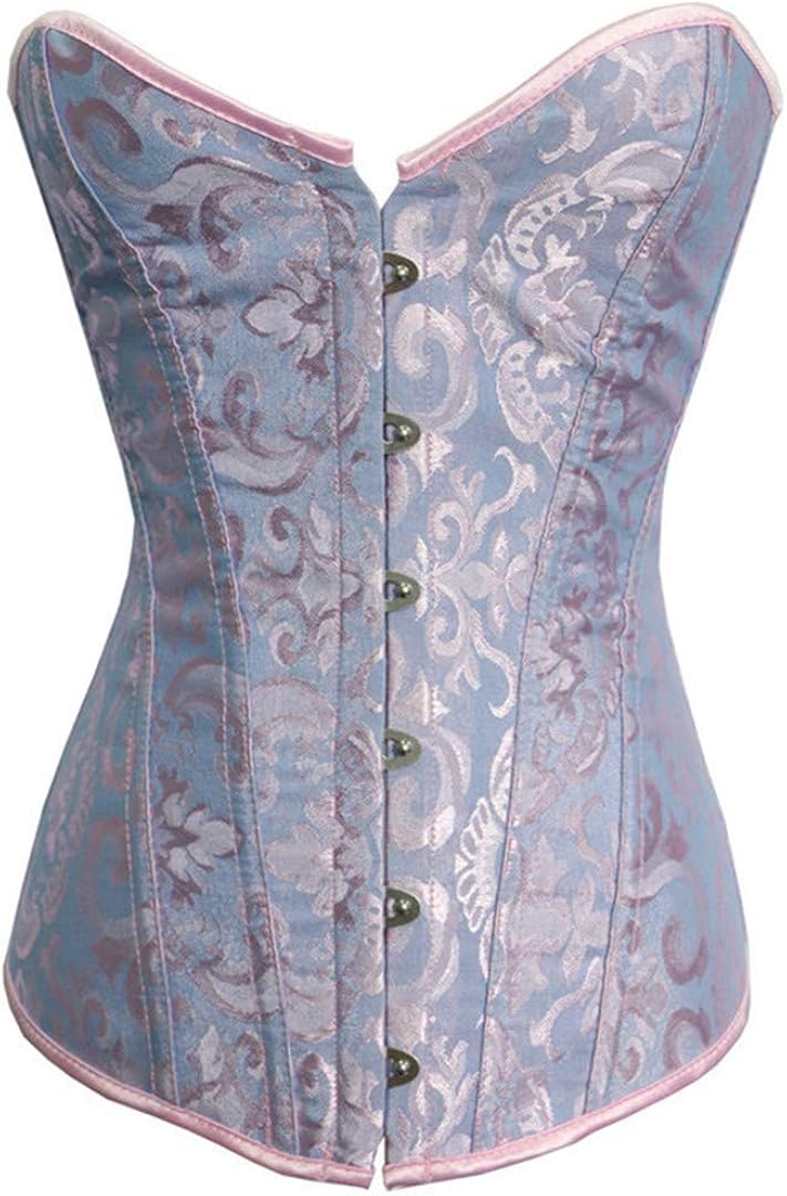 Amazon.com: Women's Corsets Overbust Corsage White Bodice Top Bustier Embroidered Lace Up Strait 