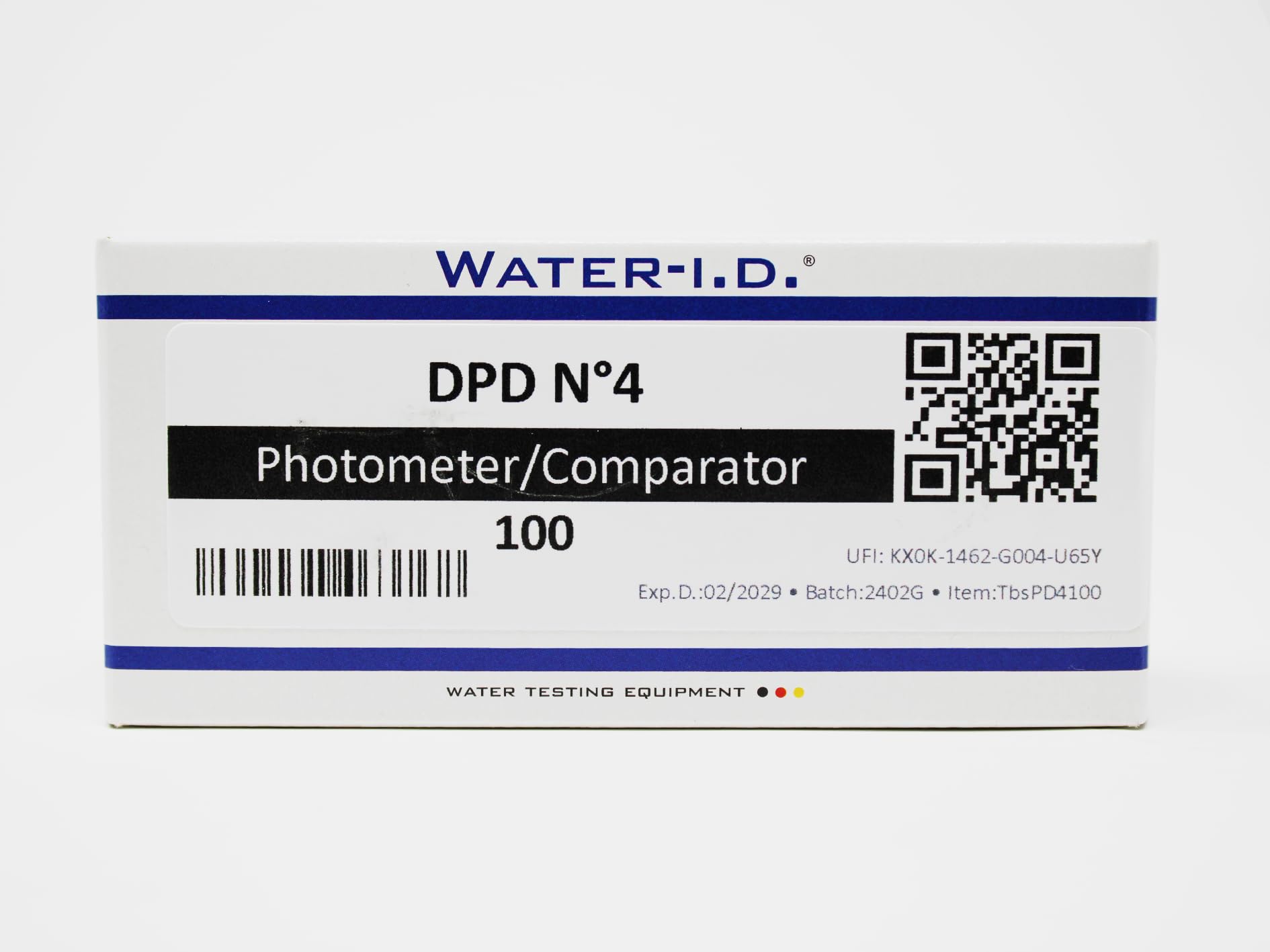 Water-ID - DPD No.4 Photometer Tablets | Compatible with PoolLab 1.0 | Tests Active Oxygen (MPS) | 100 Pack, White