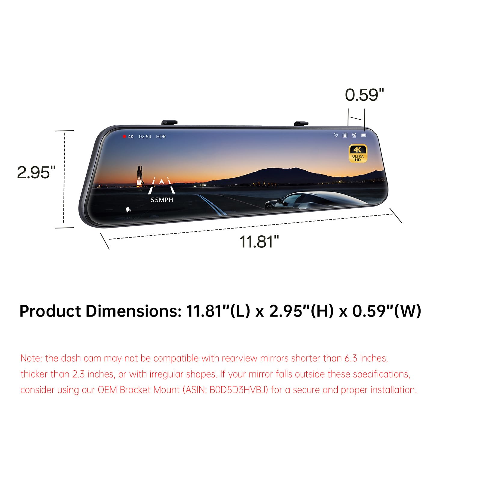 Pelsee P12 Pro 4K Mirror Dash Cam, 12'' Rear View Mirror Camera Smart Driving Assistant w/ADAS and BSD,2160P Front and 1080P Rear Camera,Voice Control,Night Vision,Parking Monitoring, 32G Memory Card