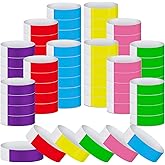 Tudomro 1200 Pack Plastic Paper Wristbands for Events Neon Party Wrist Bands Colored Waterproof Concert Identification Hand Bands Lightweight Adhesive Wristband(Yellow, Green, Blue, Red, Purple, Pink)