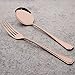 Onlycooker 10.5-inch 4 Piece Serving Fork and Serving Spoon Flatware Silverware Set Service for 2 Stainless Steel Cutlery Dishwasher Safe (Rose Gold)