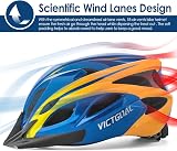 Victgoal Bike Helmet with Magnetic Goggle Visor LED Rear Light Blue Orange-V view 4