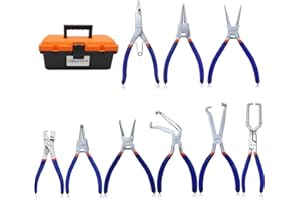 TOOLUTION 9-Piece Hose Clamp, Hose Clamp, Fuel Line, Electrical Disconnect & Snap Ring Pliers Kit with Internal/External Circ