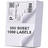 (1000 Labels/500 Sheets)Labelebal Half Sheet Self Adhesive Shipping Labels for Laser & Inkjet Printers, 8.5" x 5.5" Shipping Mailing Labels, 2 Per Page Shipping Labels, 5 1/2 x 8 1/2 Half Sheet Labels