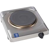 Cadco KR-S2 Portable Electric Hot Plate, 1500W Cast Iron Single Burner | Commercial grade stainless steel countertop stove for heavy canning pots. Ideal for food trucks, dorms or compact kitchens