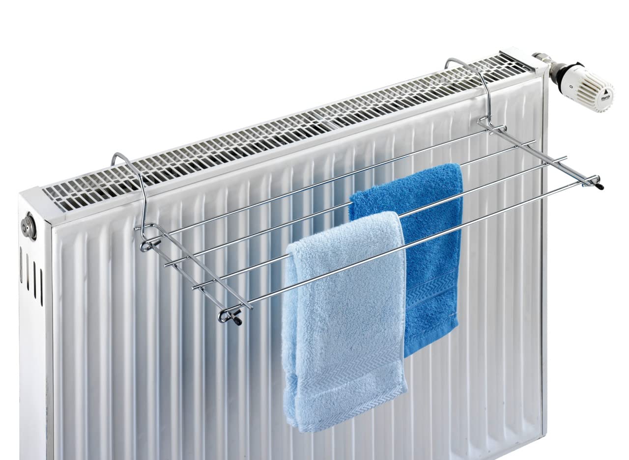 WENKO 3781010100 Radiator Clothes Dryer Chrome, Chrome Plated Metal, 57 x 7.5 x 23 cm, Silver Shiny