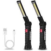 Lmaytech Tool Gifts for Men 2Pack Rechargeable LED Work Lights with Magnetic Base, 360° Rotation,Versatile Lighting for Repairs, Outdoors,Christmas Gifts,Stocking Stuffers Mens Gifts