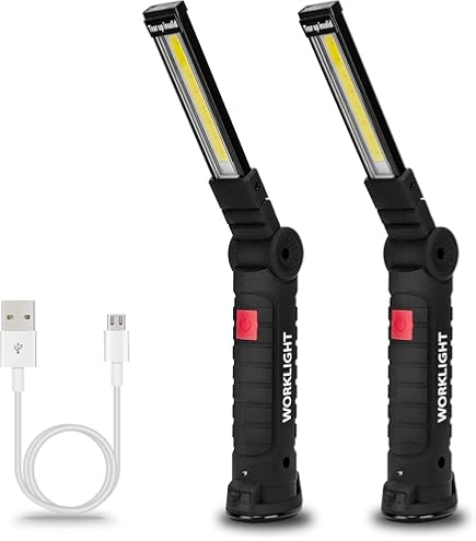 20w 47 led cob flashlight work light rechargeable Honoson 4 Pieces LED Work Light Cob Rechargeable Work Flashlight with  Magnetic Base, Hanging Hook and 360° Rotate 5 Modes Portable LED Flashlight  for Car Repair, Household and Outdoor(Small, Large)