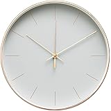 Arospa Minimalist Design Contemporary Cream Palette 9.5" Non-Ticking Silent Wall Clock with Rose Gold Frame (Earl Gray)