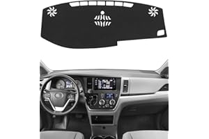 BIBLOZ Dash Cover for Toyota Sienna 2015-2020 Accessories Black Flannel Dashboard Cover Mat Car Dashboard UV Sun Protection
