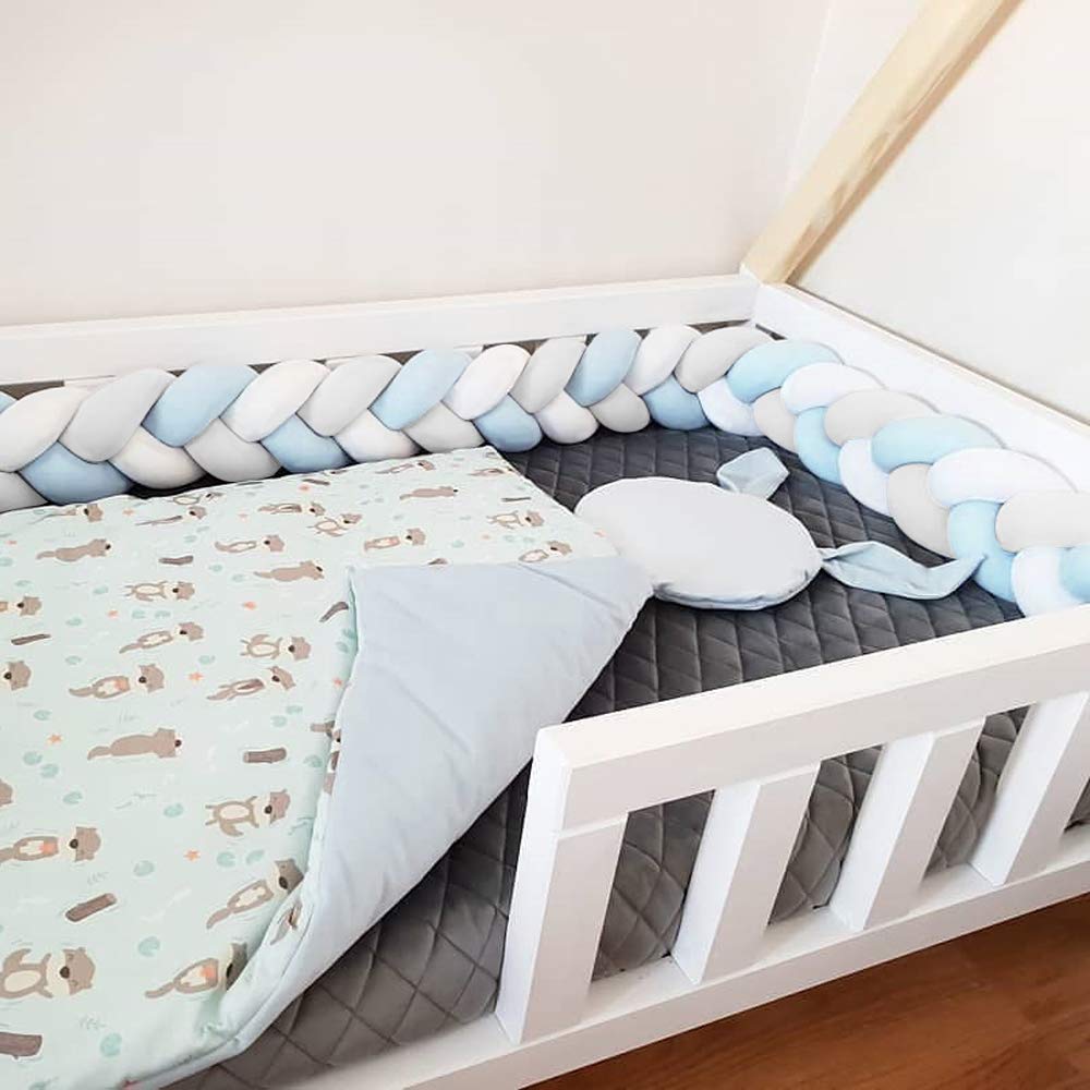 infant soft pad braided crib bumper knot pillow cushion cradle decor for baby girl and boy