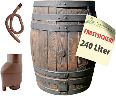 Regentonne Eichenfass 240 Liter Regenfass Wasserfass Regenwassertonne Wassertonne Frostsicheres Gartenfass Fur Regenwasser U V M In Holz Optik Aus Robustem Pe Kunststoff Mit Regen Filter Set T33 Zur Automatik Befullung Inkl Deckel Amazon De Garten