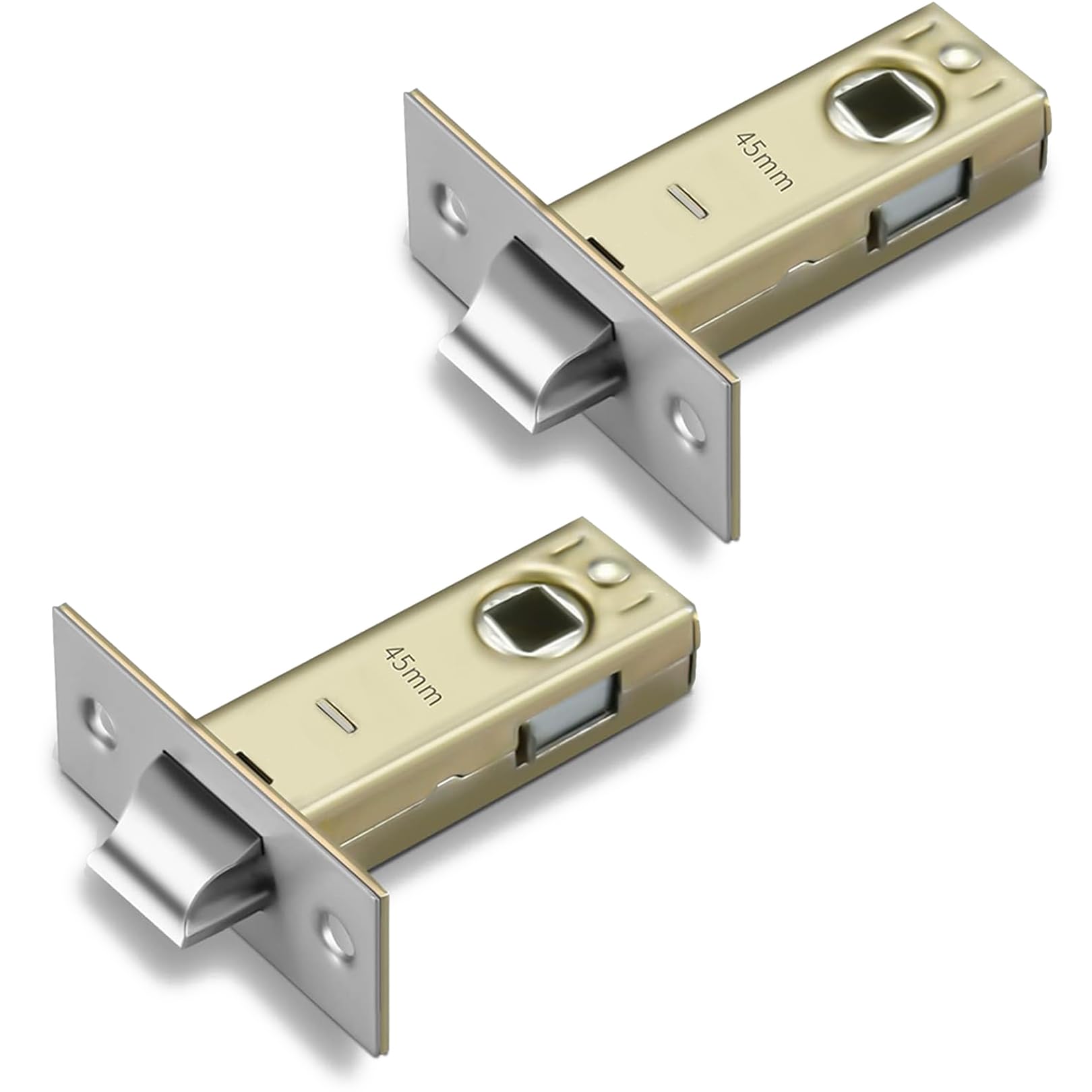 2 Set of 45mm Tubular Latch,Stainless Steel Bracket Sprung Lever Door Handles Tubular Latch,45mm Mortice Latch Polished Latch Designed for Internal Used of Sprung Lever Door Handles (no)