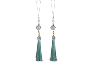 uxcell Pendants with Tassels, Dark Green Classic Bells Tassel Pendant 2 Pcs 19cm/7.48" DIY Craft Home Fringe Strap Hang Decor