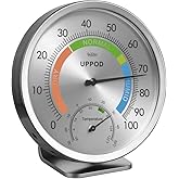 LittleGood 5" Indoor Outdoor Hygrometer/Thermometer, Humidity Gauge Indicator Temperature Humidity Monitor, Analog Hygrometer Humidor (English Version)