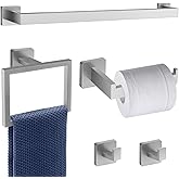 5 Piece Brushed Nickel Towel Bar Set Bathroom Hardware Set Brushed Nickel Bathroom Accessories Set with 2 Towel Hook, Stainless Steel Wall Mounted Bathroom Towel Rack Set Square 16-Inch
