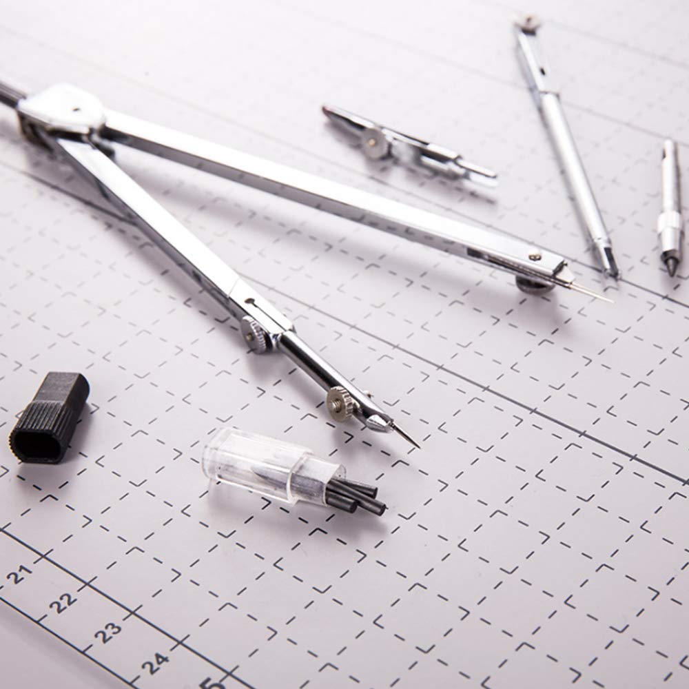 8 Pezzi Set Geometrico Per Studenti Con Scatola Di Metallo Per Riporre