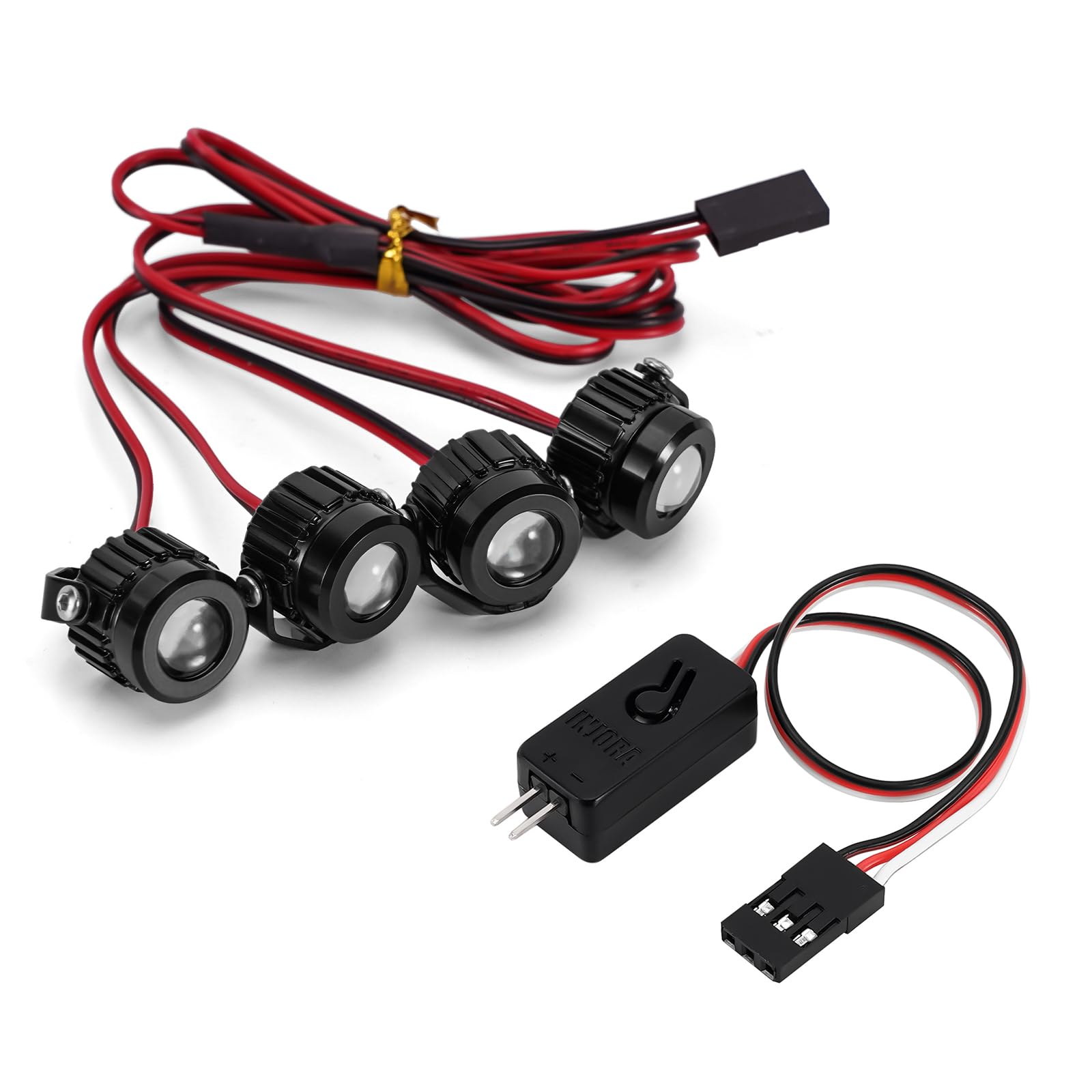 INJORA Aluminium Super Bright LED Lights with Controller Switch for SCX10 TRX4 1/10 1/8 RC Crawlers Upgrade