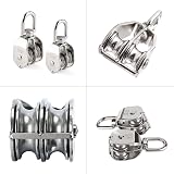 PREMJCROY 2PCS 304 Double Pulley Block Heavy Duty Swivel Lifting Wheel view 3