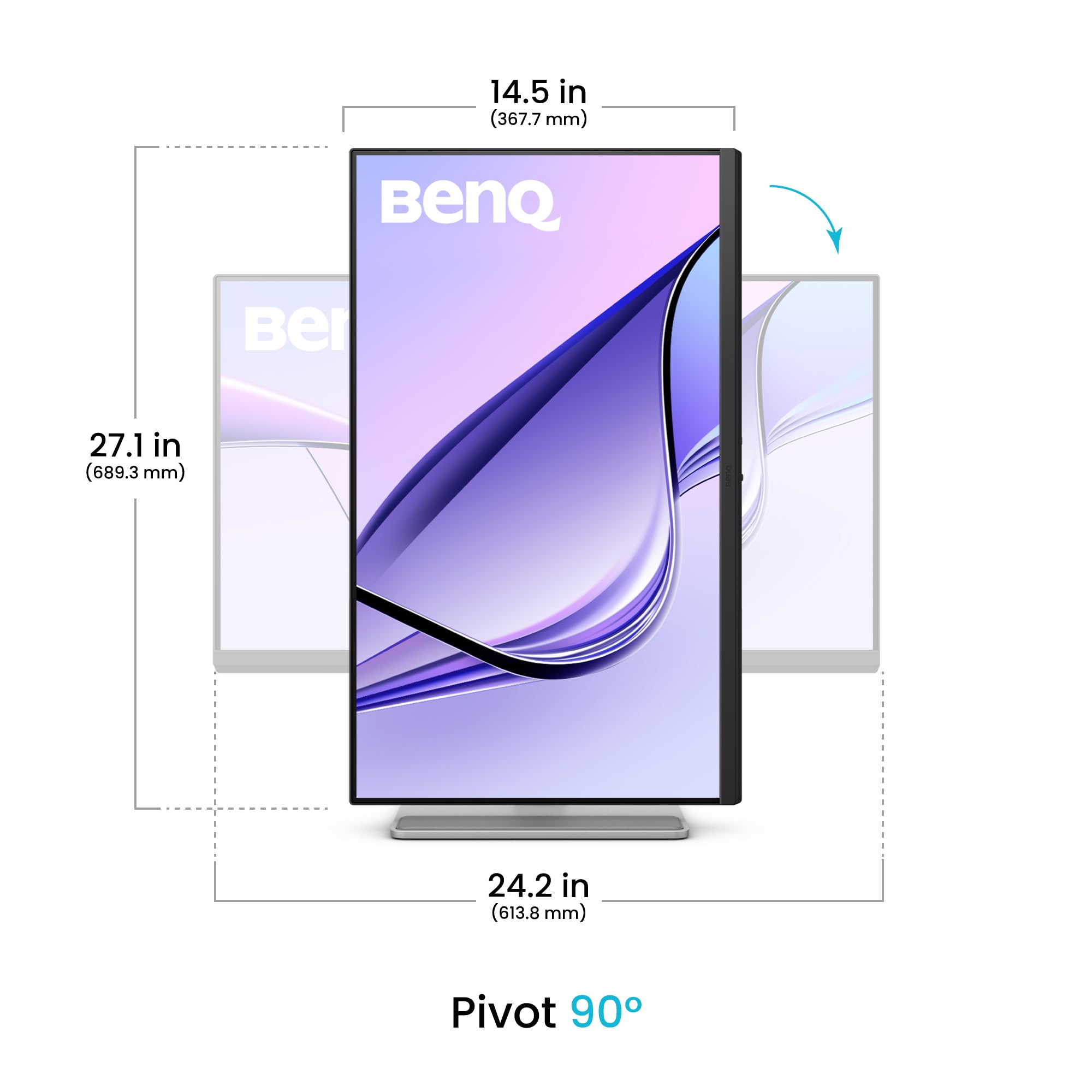 BenQ MA270U 27 Zoll 4K 3840x2160 Monitor für MacBook Pro/Air, Dual USB-C, 90W-Stromversorgung, Mac Color Match, USB-Hub, Helligkeits- und Lautstärkeregelung auf Mac, Verstellbarer Fuß, P3-Farbraum 6