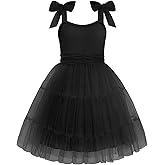 Arshiner Girls Dresses Summer Sleeveless Bow-Tie Straps Formal Fancy Party Birthday Tulle Dress
