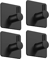 Aikzik Self Adhesive Hooks 4 Stainless Steel Heavy Duty Waterproof Black