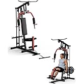 5-in-1 Multifunctional Home Gym Equipment: Full Body Workout Machine with LAT Pulldown, Chest Press, Leg Extension &amp; Seated Row | 300 LB Capacity | Fits 1 in &amp; 2 in Weight Plates (Not Included)