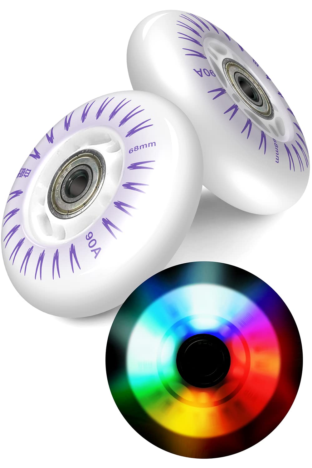 ETLIFE 光るウィール オーロラ色 68mm【電池不要 走る力で光るタイヤ】 LED 4灯 エスボード ブレイブボード ジェイボード商品画像