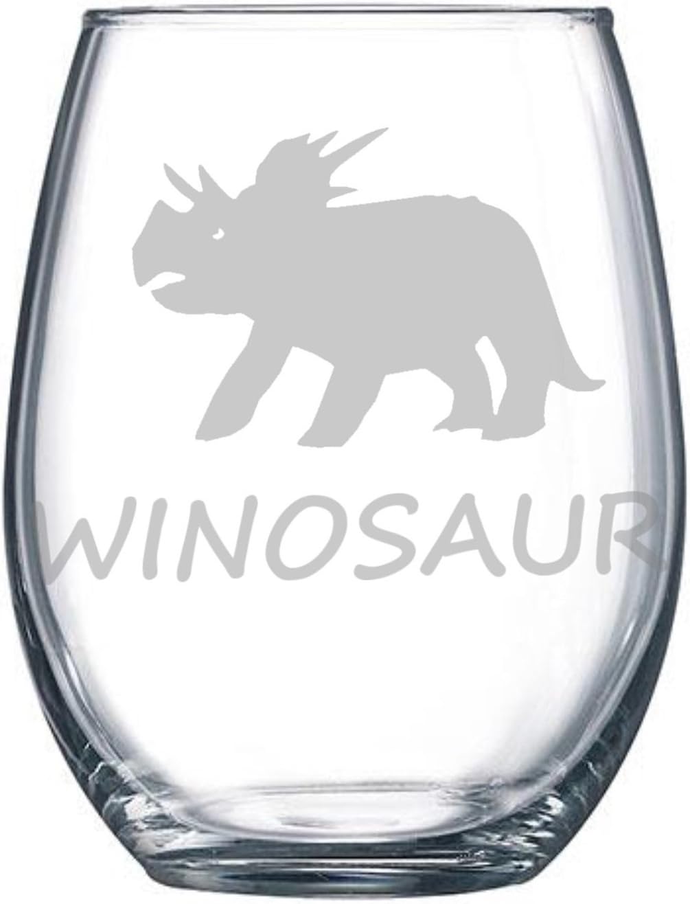 Winosaur Etched Triceratops Wine Glass