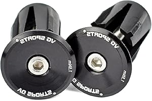 Azarxis Bicycle Bar End Plugs Aluminum Bike Handlebar Cap for Road, Mountain, BMX, MTB, Fixie Bikes (Black - 23.5mm - 2 Pack)