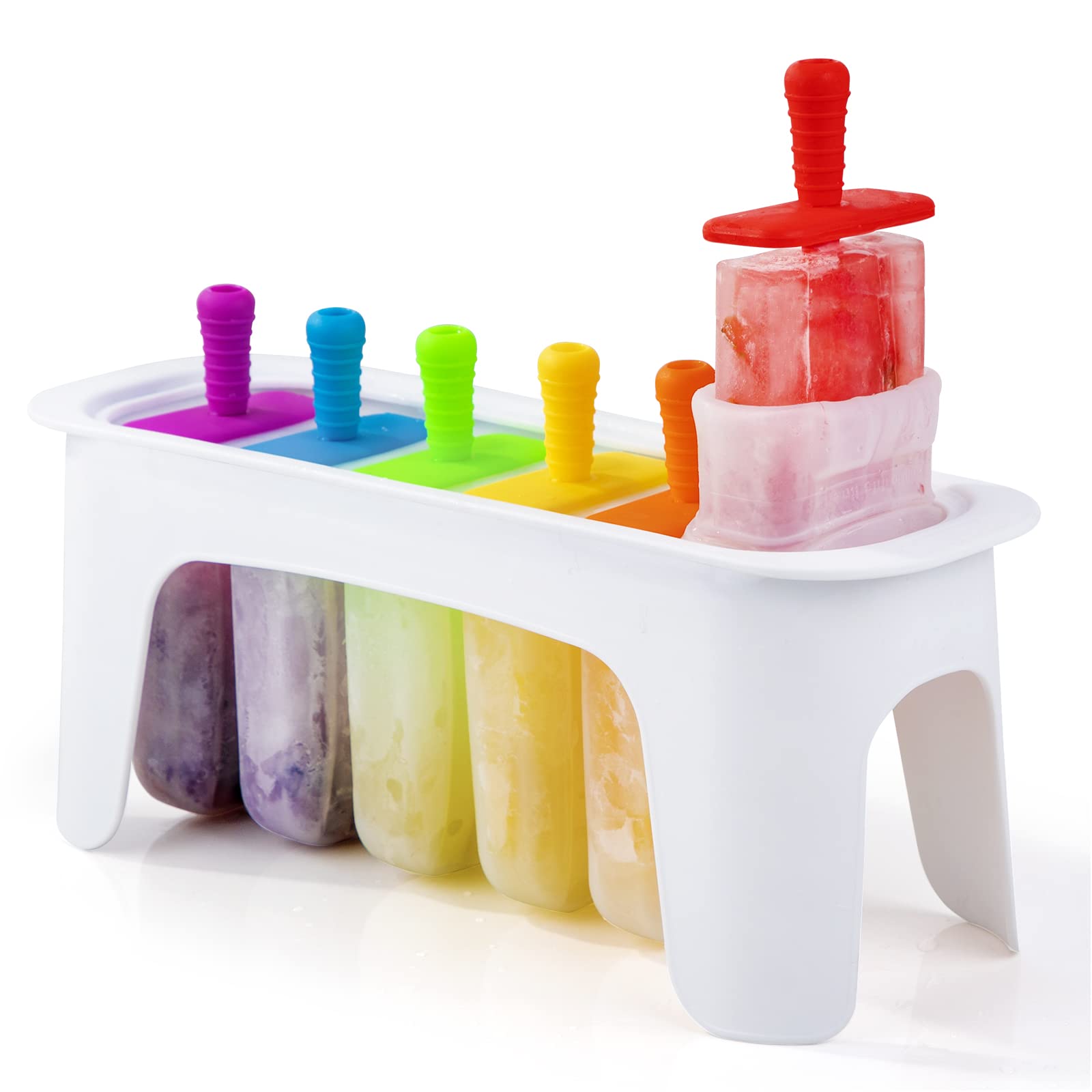 Rainbow Silicone Ice Cream Pops, Easy Release, Large & BPA Free