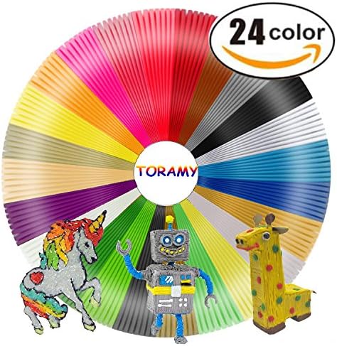 3D Pen Filament Refills (24 Colors 10foot), Environment Friendly PLA 1.75mm 3D Printing Pen Filament Total 240 Foot Lengths For Art Crafts By TORAMY